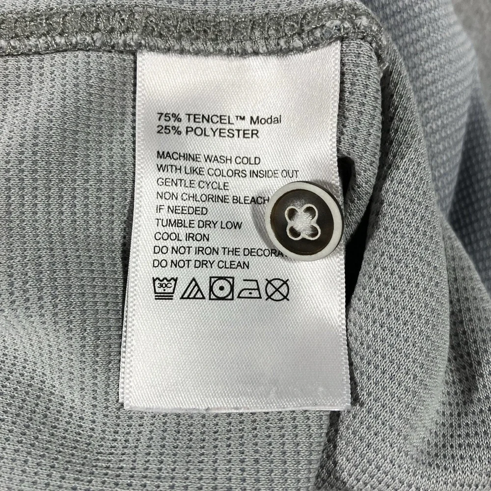 Tommy Bahama Mens L Gray Polo Waffle Knit Full Button Front Shirt Tencel Blend - Picture 7 of 7